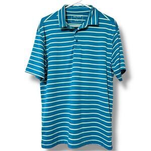 Urban Frontier men’s size medium pullover casual
striped polo Persian green